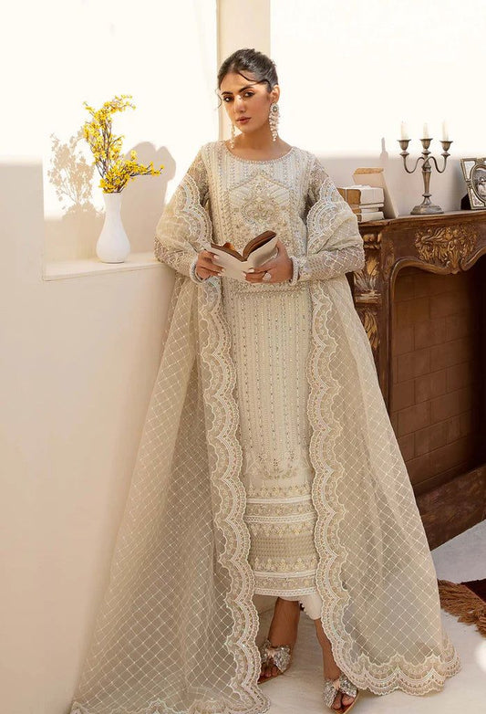 akbar aslam embroidered unstitched white organza dress pakistan by aizah store