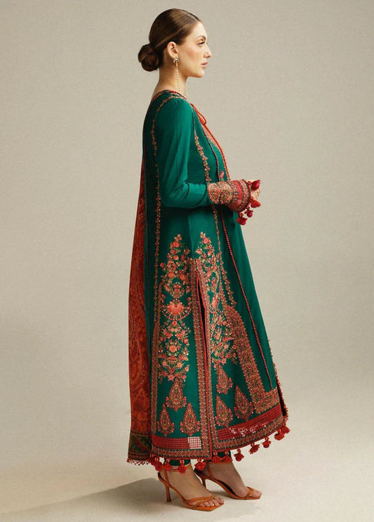 EMBROIDERED 3PC DHANAK DRESS WITH PRINTED DHANAK SHAWL-DAS/5140