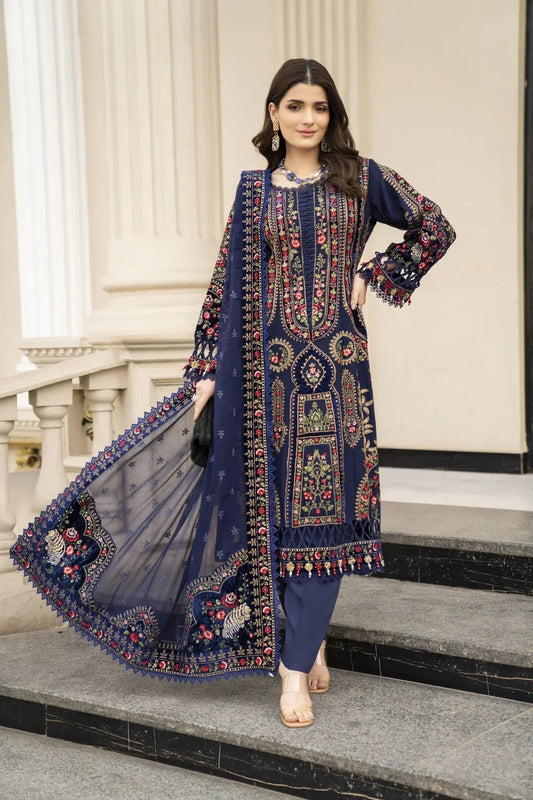 DHANAK 3PC EMBROIDERED DRESS EMBROIDERED SHAWL DAS/5118