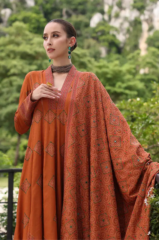 KARANDI 3PC EMBROIDERED DRESS EMBROIDERED SHAWL-ZSJ590