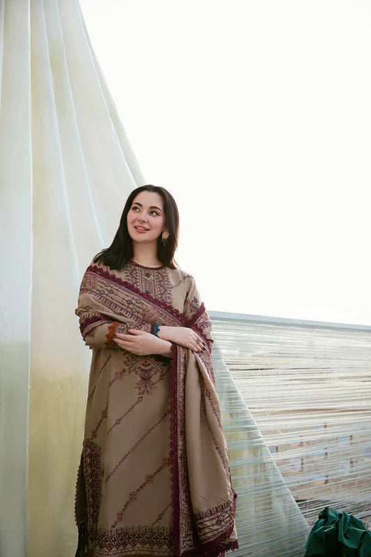 FULLY EMBROIDERED 3PC DHANAK DRESS WITHE MBROIDERED DHANAK SHAWL-DAS/5139