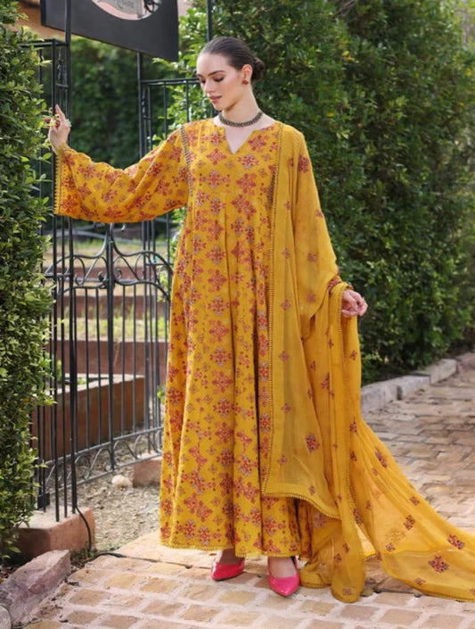 Embroidered Luxury Lawn Unstitched 3Pc | 5021