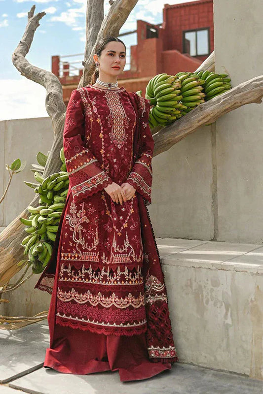 FULLY EMBROIDERED 3PC KARANDI DRESS WITH EMBROIDERED KARANDI SHAWL-ZSJ5068
